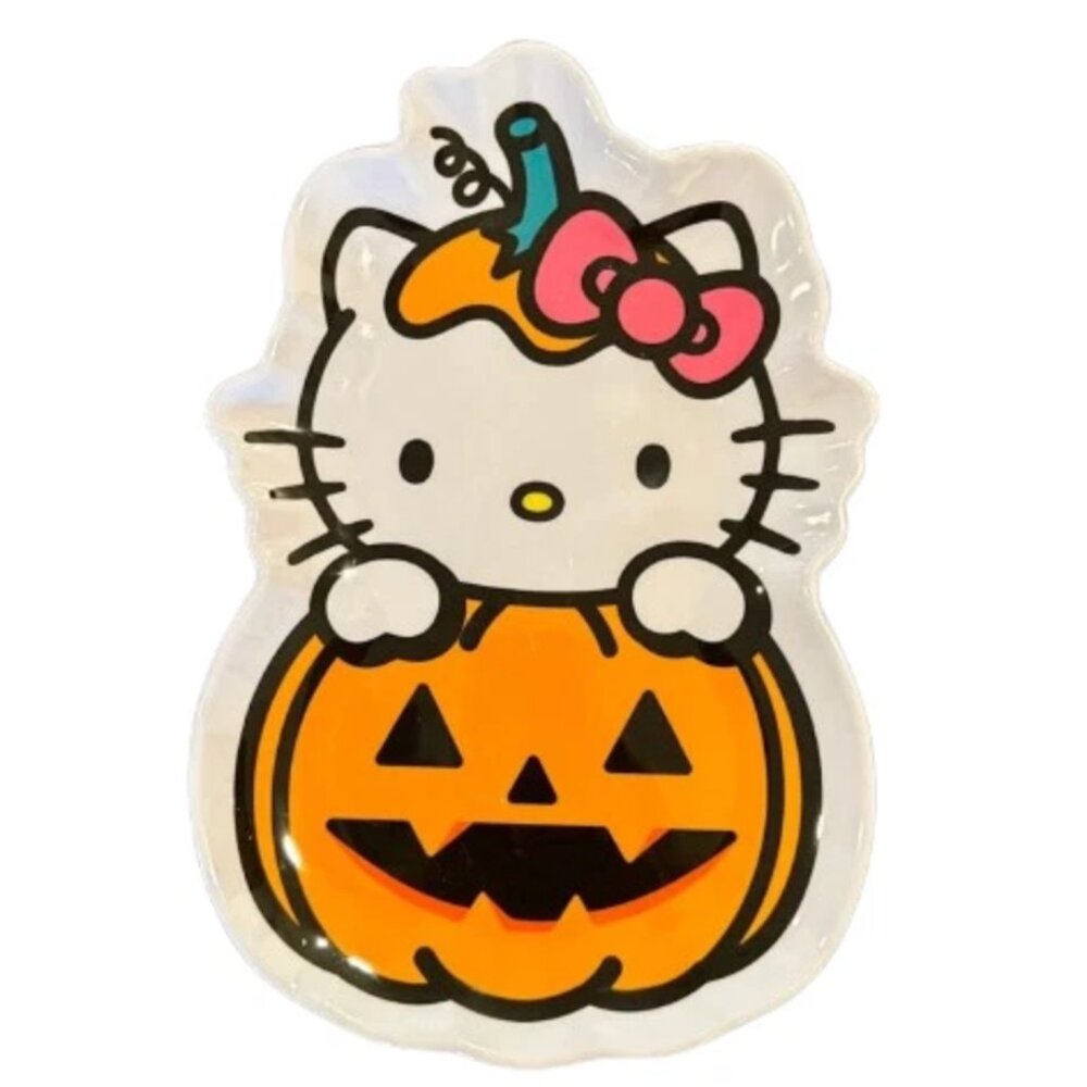 Hello Kitty Pumpkin Pink Bow 12" Melamine Platter Halloween